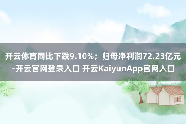开云体育同比下跌9.10%；归母净利润72.23亿元-开云官网登录入口 开云KaiyunApp官网入口